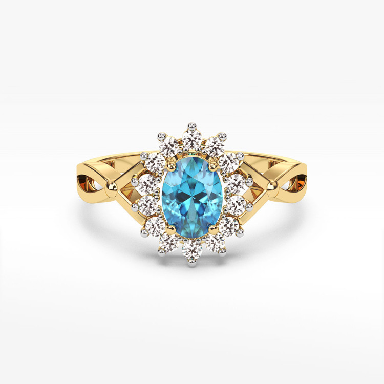 Pierścionek z żółtego złota z topazem Swiss - próba 585 1,18CT PV-070AT