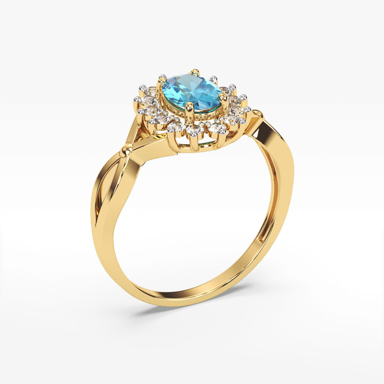 Pierścionek z żółtego złota z topazem Swiss - próba 585 1,18CT PV-070AT