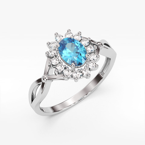 Pierścionek z białego złota z topazem Swiss - próba 585 1,18CT PV-070BT