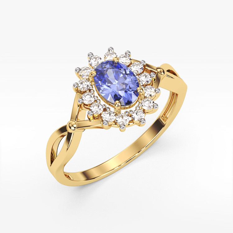 Pierścionek z żółtego złota z tanzanitem - próba 585 0,98CT PV-070ATAN