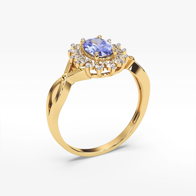 Pierścionek z żółtego złota z tanzanitem - próba 585 0,98CT PV-070ATAN