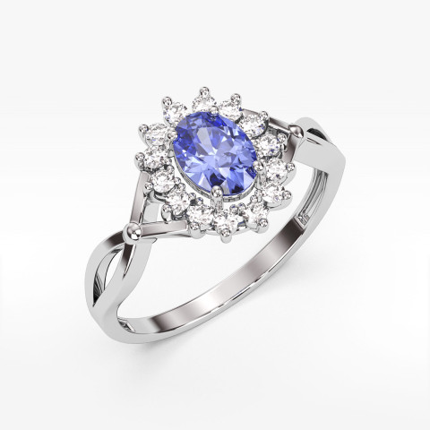 Pierścionek z białego złota z tanzanitem - próba 585 0,98CT PV-070BTAN