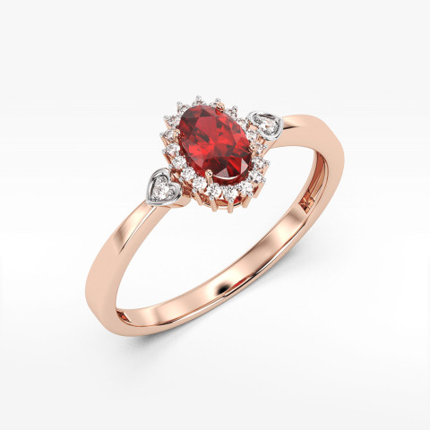 Pierścionek z różowego złota z rubinem - próba 585 0,70CT PV-081CR