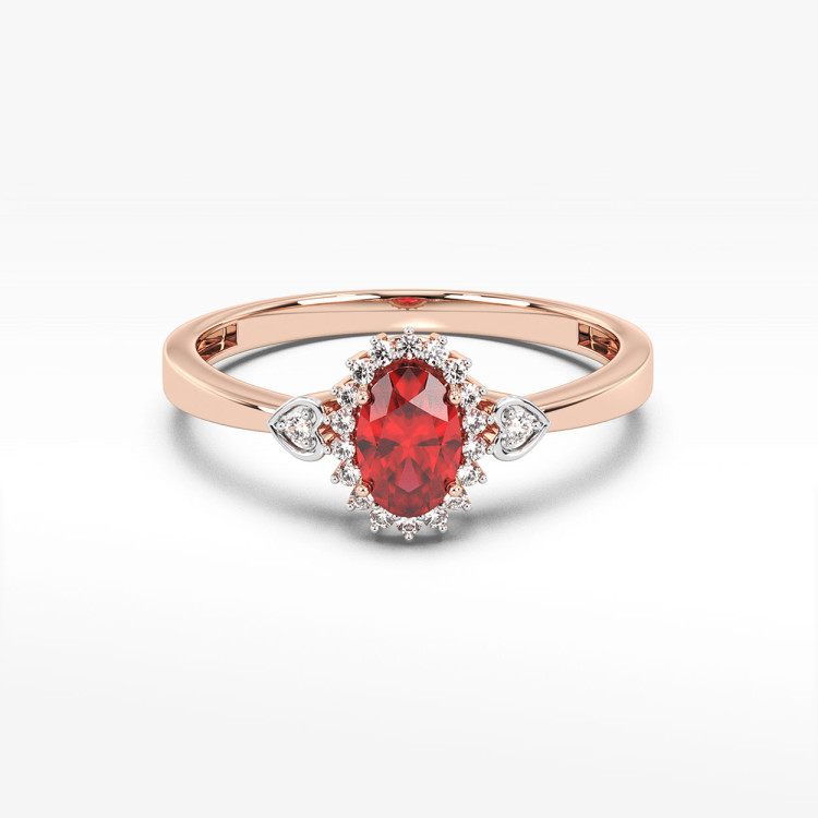Pierścionek z różowego złota z rubinem - próba 585 0,70CT PV-081CR