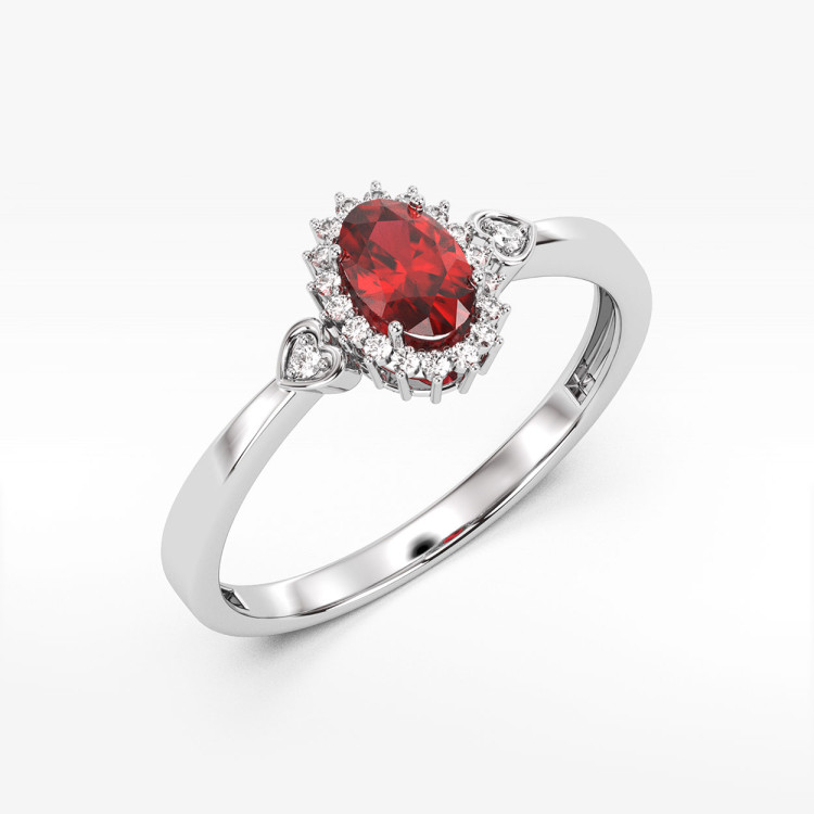 Pierścionek z białego złota z rubinem - próba 585 0,70CT PV-081BR