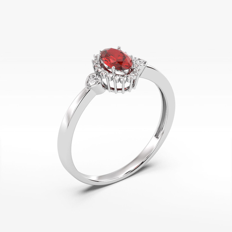 Pierścionek z białego złota z rubinem - próba 585 0,70CT PV-081BR