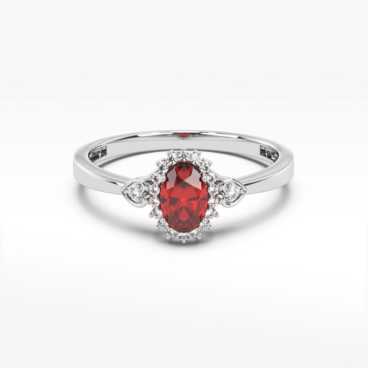 Pierścionek z białego złota z rubinem - próba 585 0,70CT PV-081BR