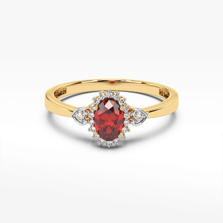 Pierścionek z żółtego złota z rubinem - próba 585 0,70CT PV-081AR
