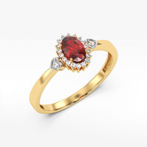 Pierścionek z żółtego złota z rubinem - próba 585 0,70CT PV-081AR