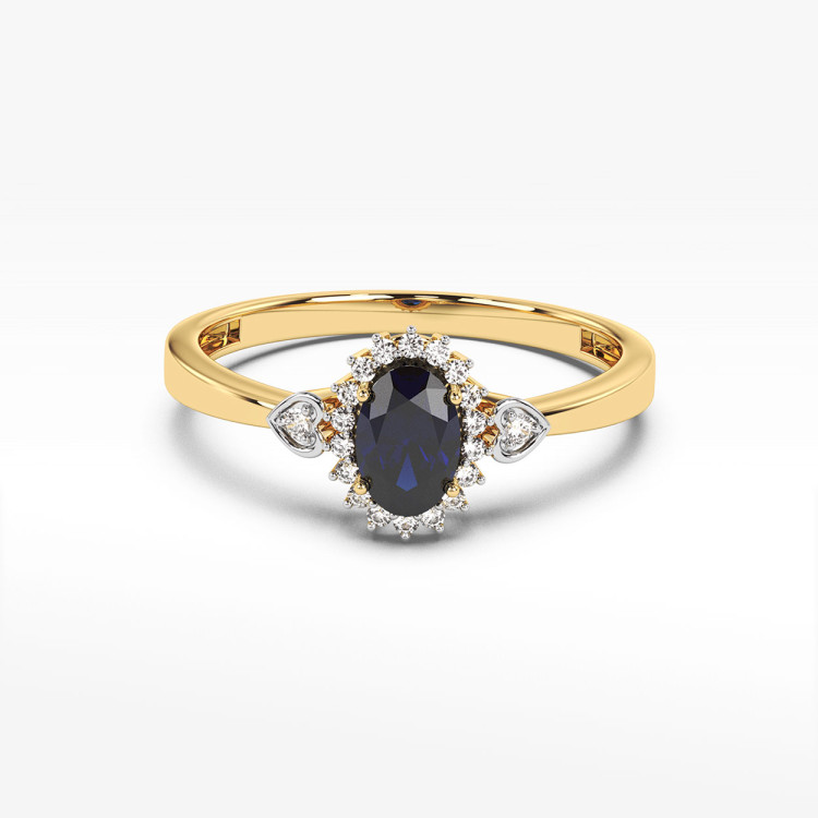 Pierścionek z żółtego złota z szafirem - próba 585 0,80CT PV-081AS