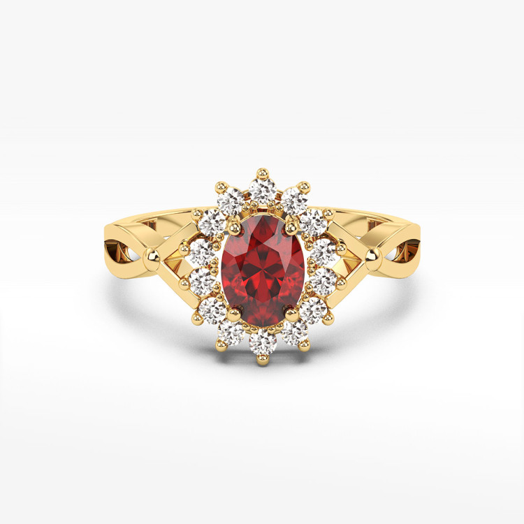 Pierścionek z żółtego złota z rubinem - próba 585 0,72CT PV-085AR