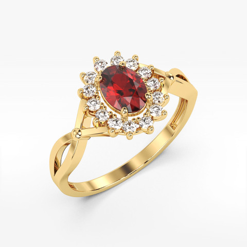 Pierścionek z żółtego złota z rubinem - próba 585 0,72CT PV-085AR