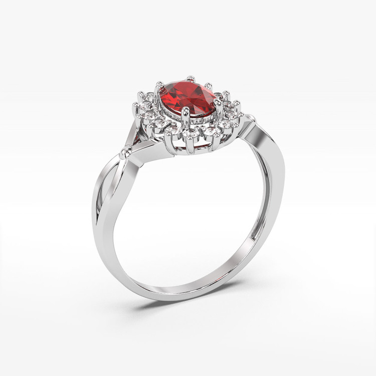 Pierścionek z białego złota z rubinem - próba 585 0,72CT PV-085BR