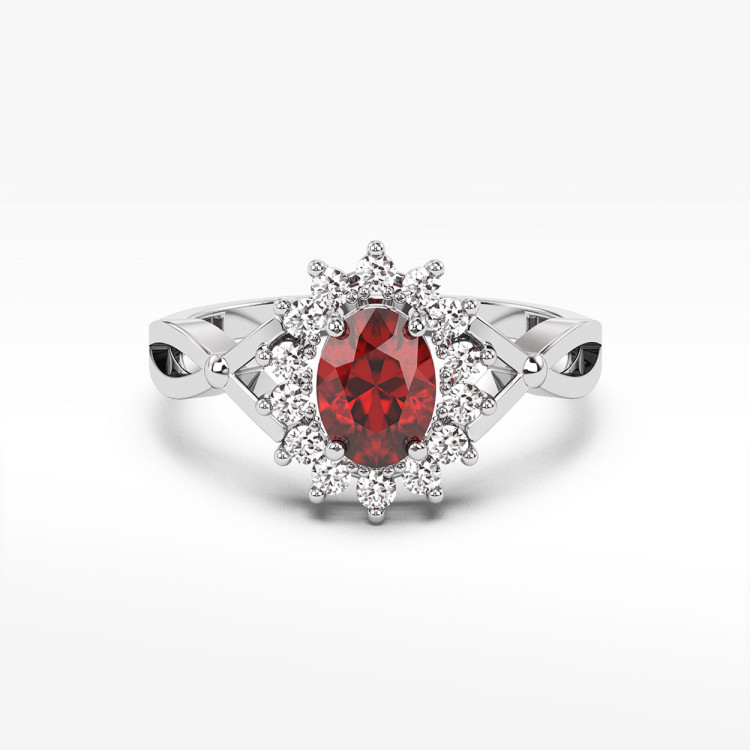 Pierścionek z białego złota z rubinem - próba 585 0,72CT PV-085BR