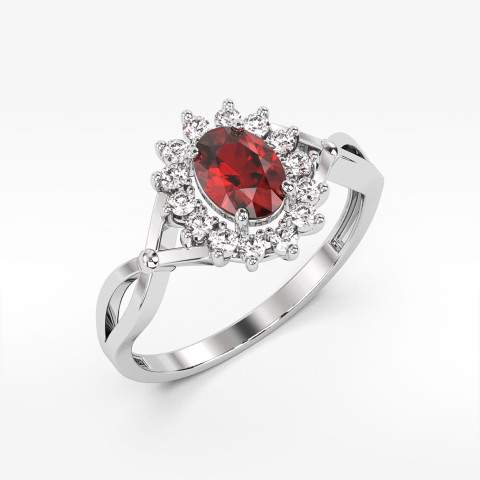 Pierścionek z białego złota z rubinem - próba 585 0,72CT PV-085BR