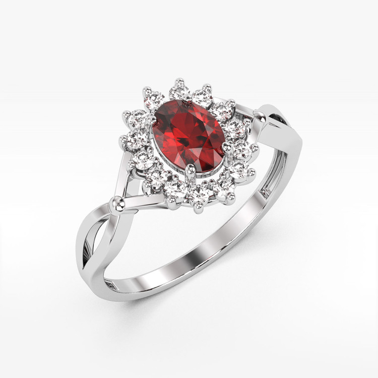 Pierścionek z białego złota z rubinem - próba 585 0,72CT PV-085BR