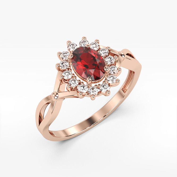 Pierścionek z różowego złota z rubinem - próba 585 0,72CT PV-085CR