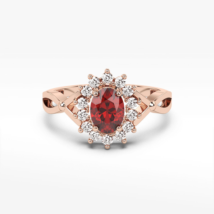 Pierścionek z różowego złota z rubinem - próba 585 0,72CT PV-085CR