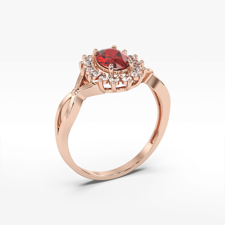 Pierścionek z różowego złota z rubinem - próba 585 0,72CT PV-085CR