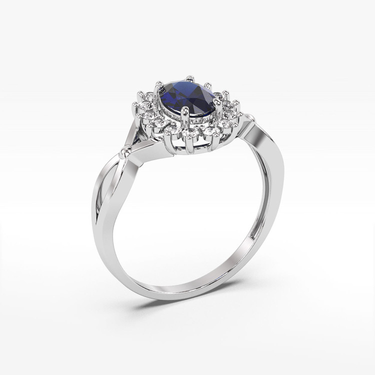 Pierścionek z białego złota z szafirem - próba 585 0,82CT PV-085BS