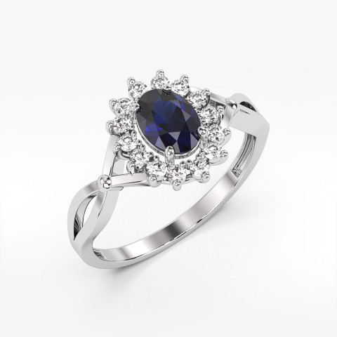 Pierścionek z białego złota z szafirem - próba 585 0,82CT PV-085BS