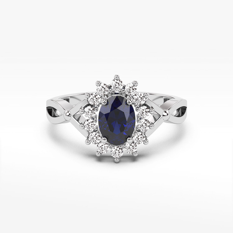 Pierścionek z białego złota z szafirem - próba 585 0,82CT PV-085BS