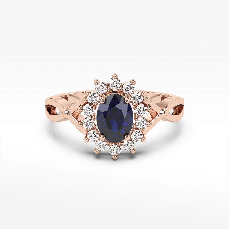 Pierścionek z różowego złota z szafirem - próba 585 0,82CT PV-085CS
