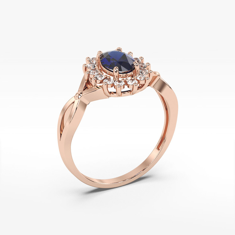 Pierścionek z różowego złota z szafirem - próba 585 0,82CT PV-085CS