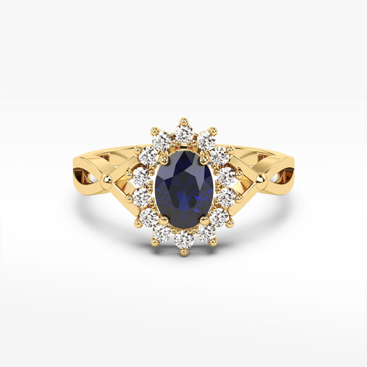 Pierścionek z żółtego złota z szafirem - próba 585 0,82CT PV-085AS