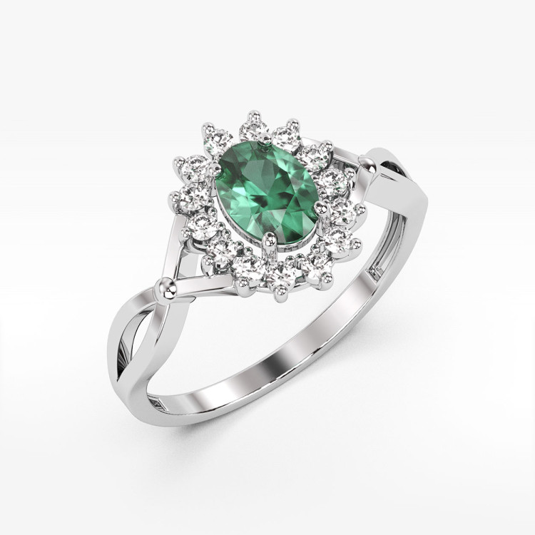 Pierścionek z białego złota ze szmaragdem - próba 585 0,52CT PV-085BSZ