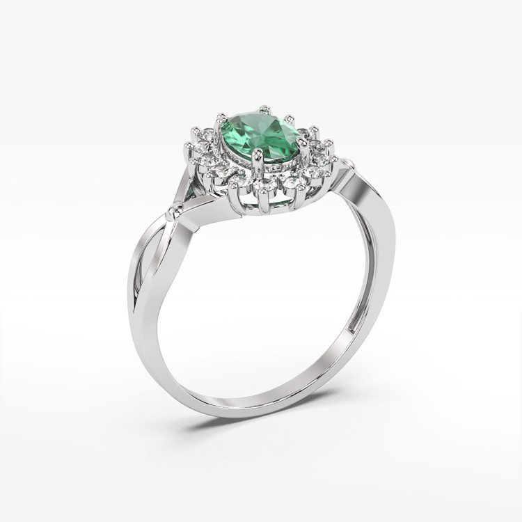 Pierścionek z białego złota ze szmaragdem - próba 585 0,52CT PV-085BSZ