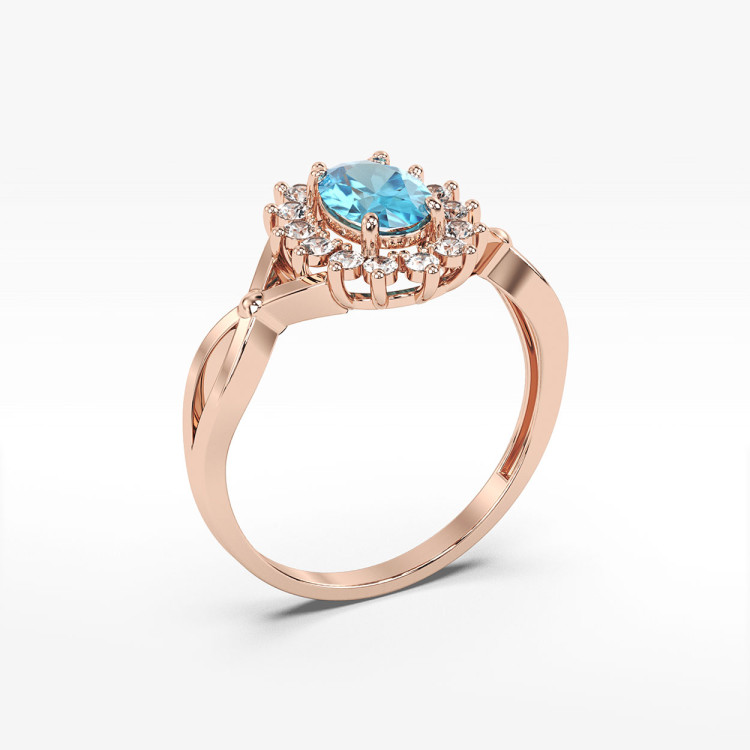 Pierścionek z różowego złota z topazem Swiss - próba 585 0,62CT PV-085CT