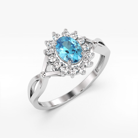 Pierścionek z białego złota z topazem Swiss - próba 585 0,62CT PV-085BT