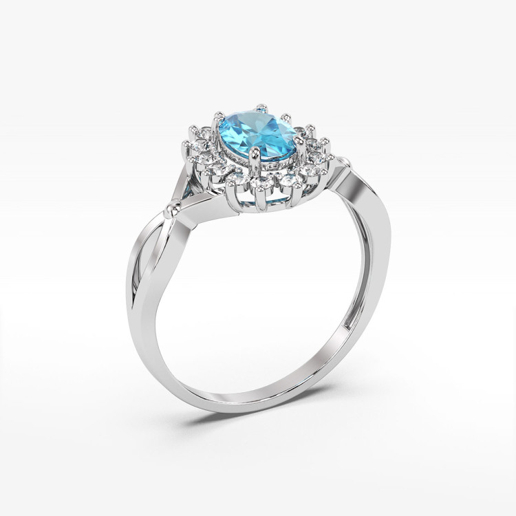 Pierścionek z białego złota z topazem Swiss - próba 585 0,62CT PV-085BT