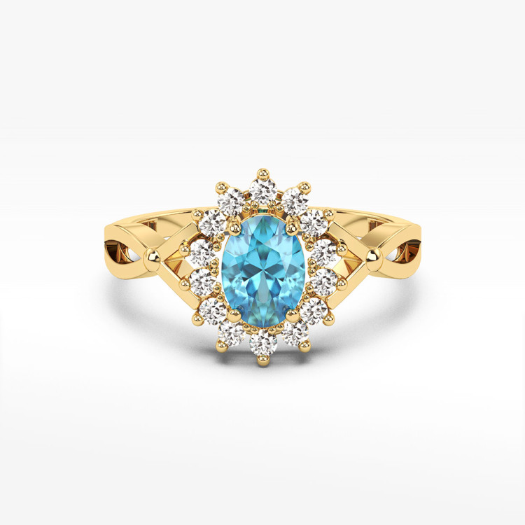 Pierścionek z żółtego złota z topazem Swiss - próba 585 0,62CT PV-085AT