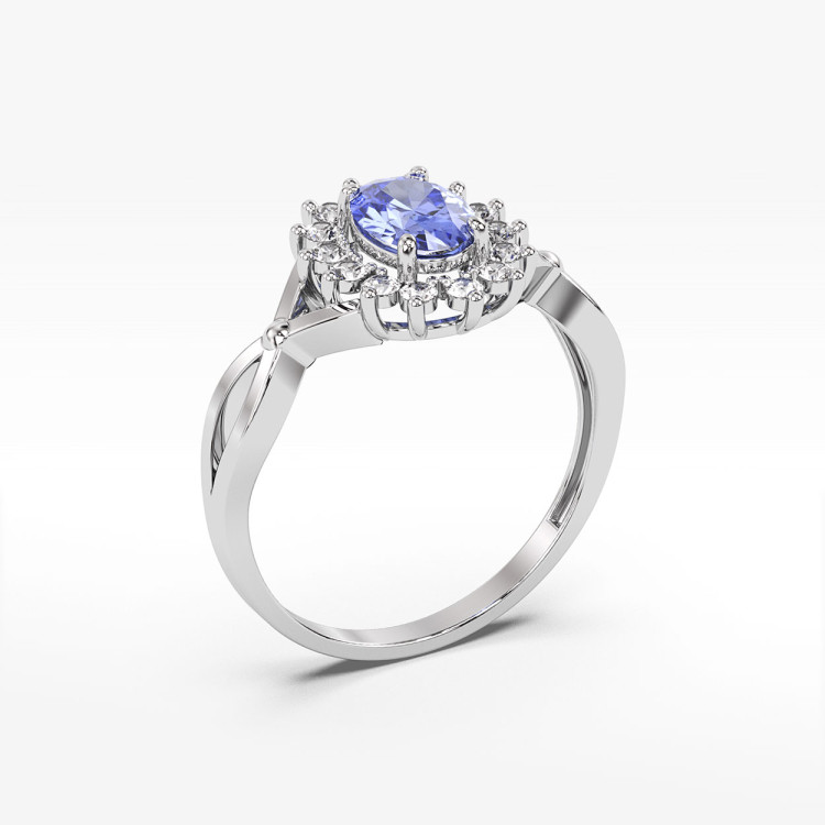 Pierścionek z białego złota z tanzanitem - próba 585 0,52CT PV-085BTAN
