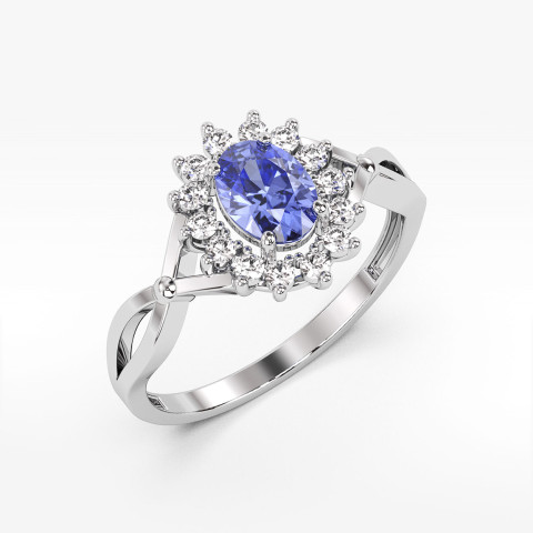 Pierścionek z białego złota z tanzanitem - próba 585 0,52CT PV-085BTAN