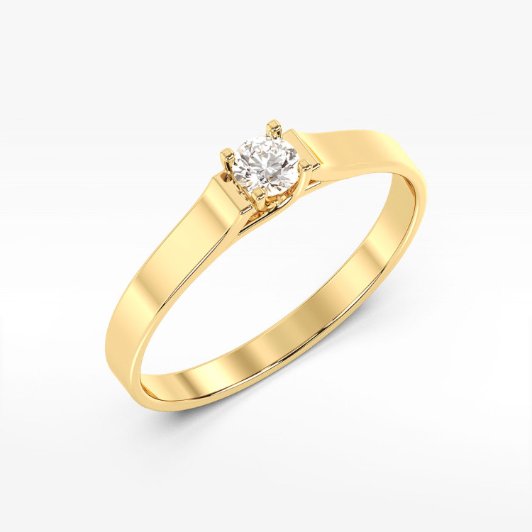 Pierścionek z żółtego złota z diamentem - próba 585 0,18CT PV-104A