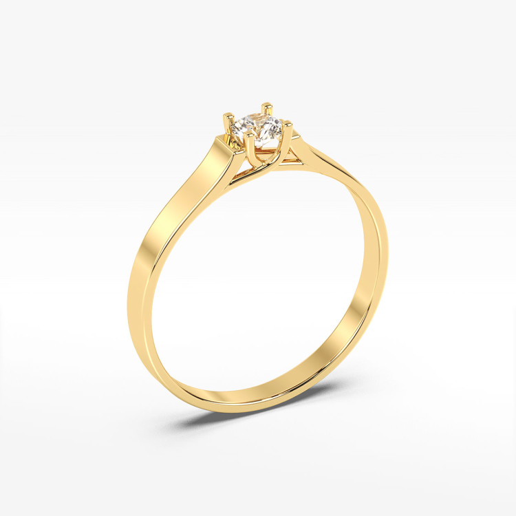 Pierścionek z żółtego złota z diamentem - próba 585 0,18CT PV-104A