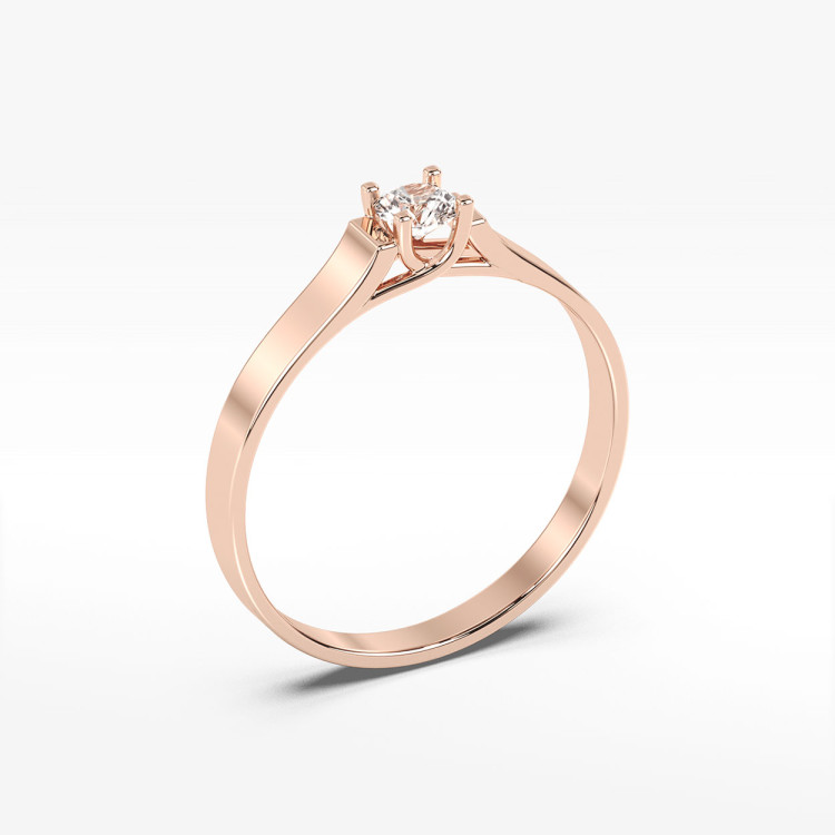 Pierścionek z różowego złota z diamentem - próba 585 0,18CT PV-104C