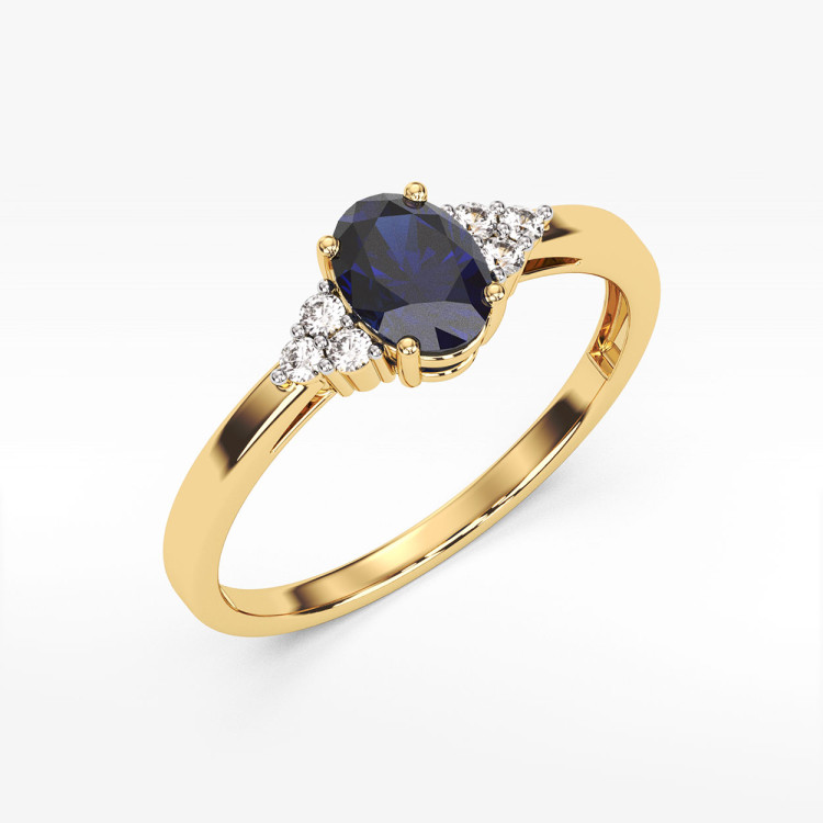 Pierścionek z żółtego złota z szafirem - próba 585 0,752CT PV-108AS