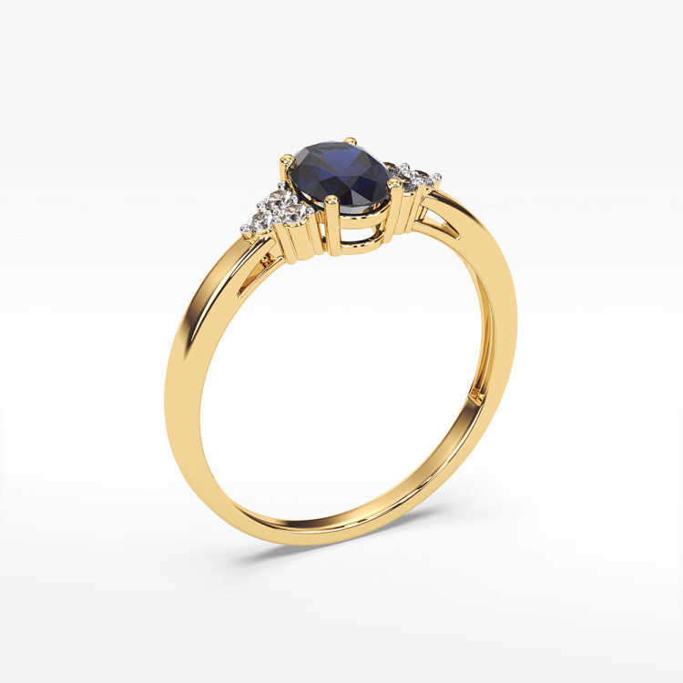 Pierścionek z żółtego złota z szafirem - próba 585 0,752CT PV-108AS