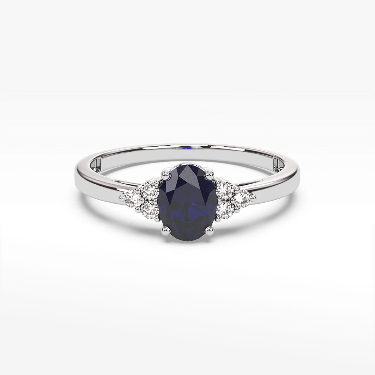 Pierścionek z białego złota z szafirem - próba 585 0,752CT PV-108BS