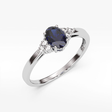 Pierścionek z białego złota z szafirem - próba 585 0,752CT PV-108BS