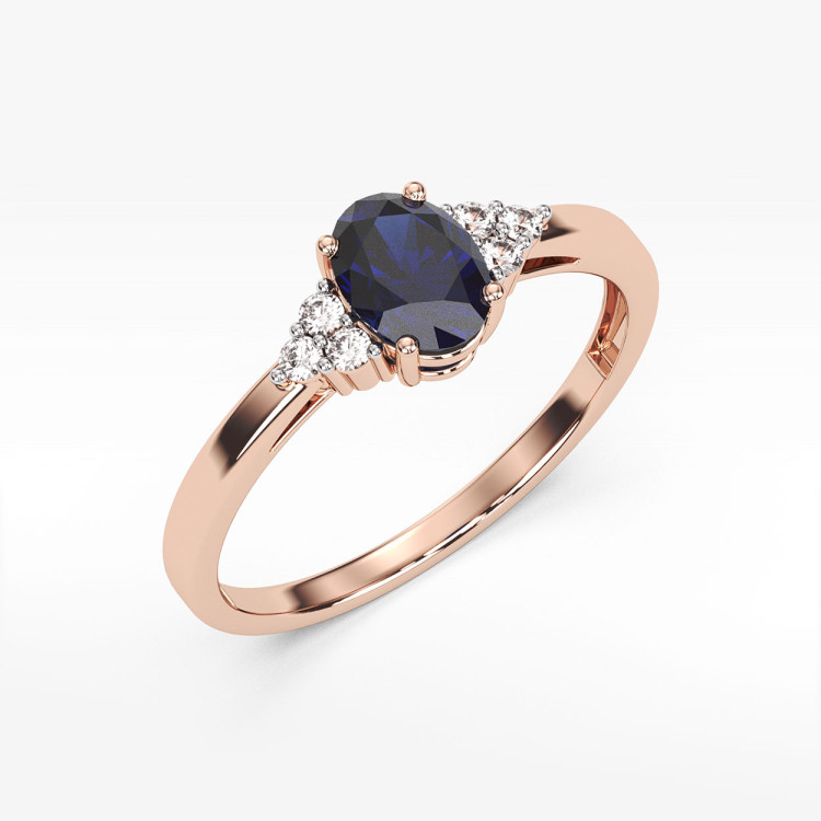Pierścionek z różowego złota z szafirem - próba 585 0,752CT PV-108CS