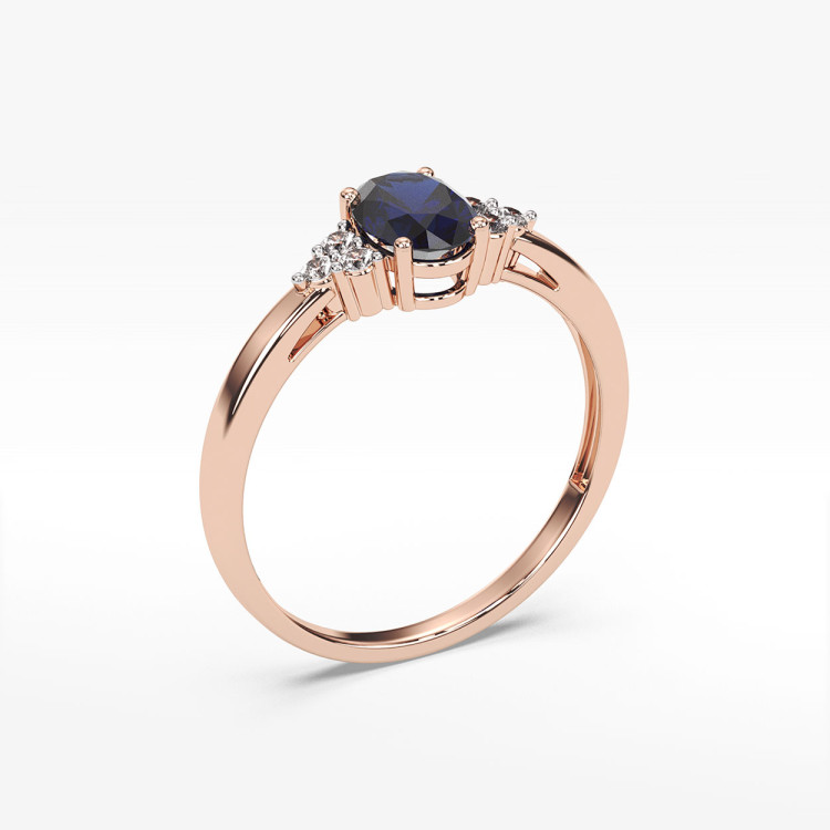 Pierścionek z różowego złota z szafirem - próba 585 0,752CT PV-108CS