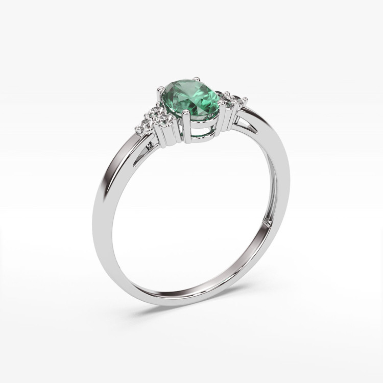 Pierścionek z białego złota ze szmaragdem - próba 585 0,452CT PV-108BSZ