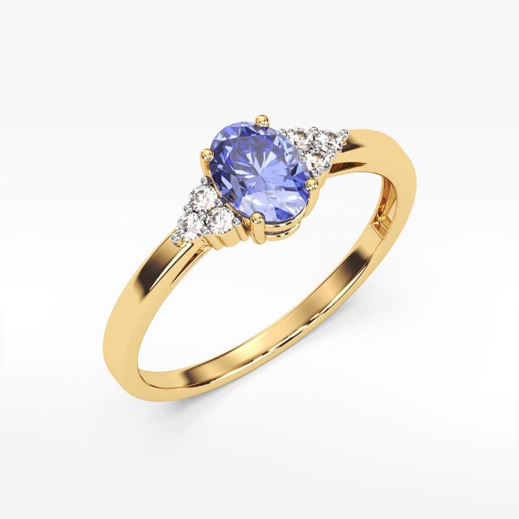 Pierścionek z żółtego złota z tanzanitem - próba 585 0,452CT PV-108ATAN