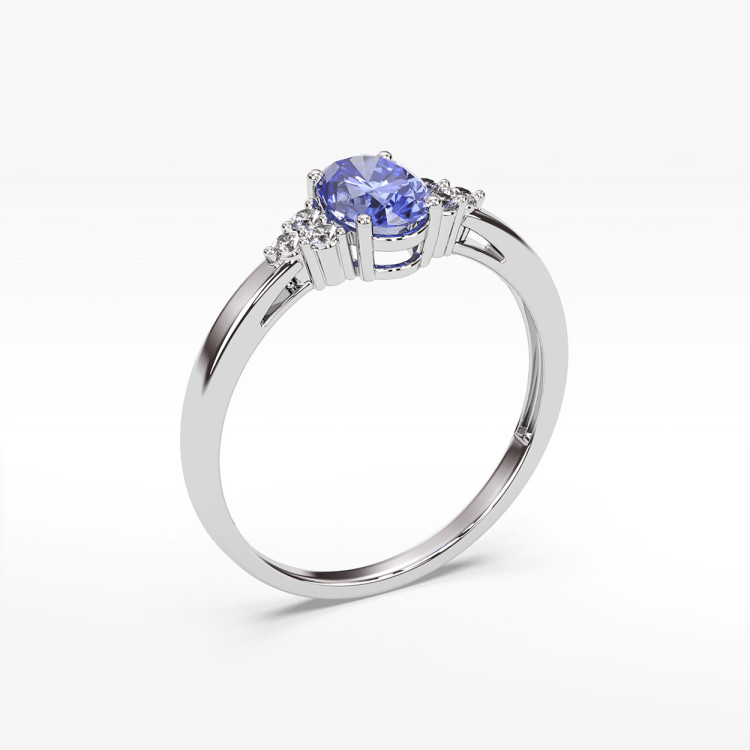 Pierścionek z białego złota z tanzanitem - próba 585 0,452CT PV-108BTAN