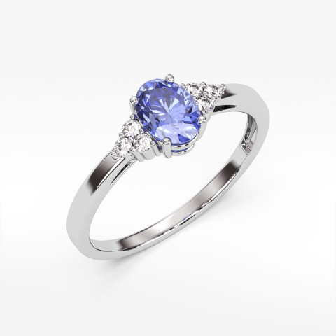 Pierścionek z białego złota z tanzanitem - próba 585 0,452CT PV-108BTAN